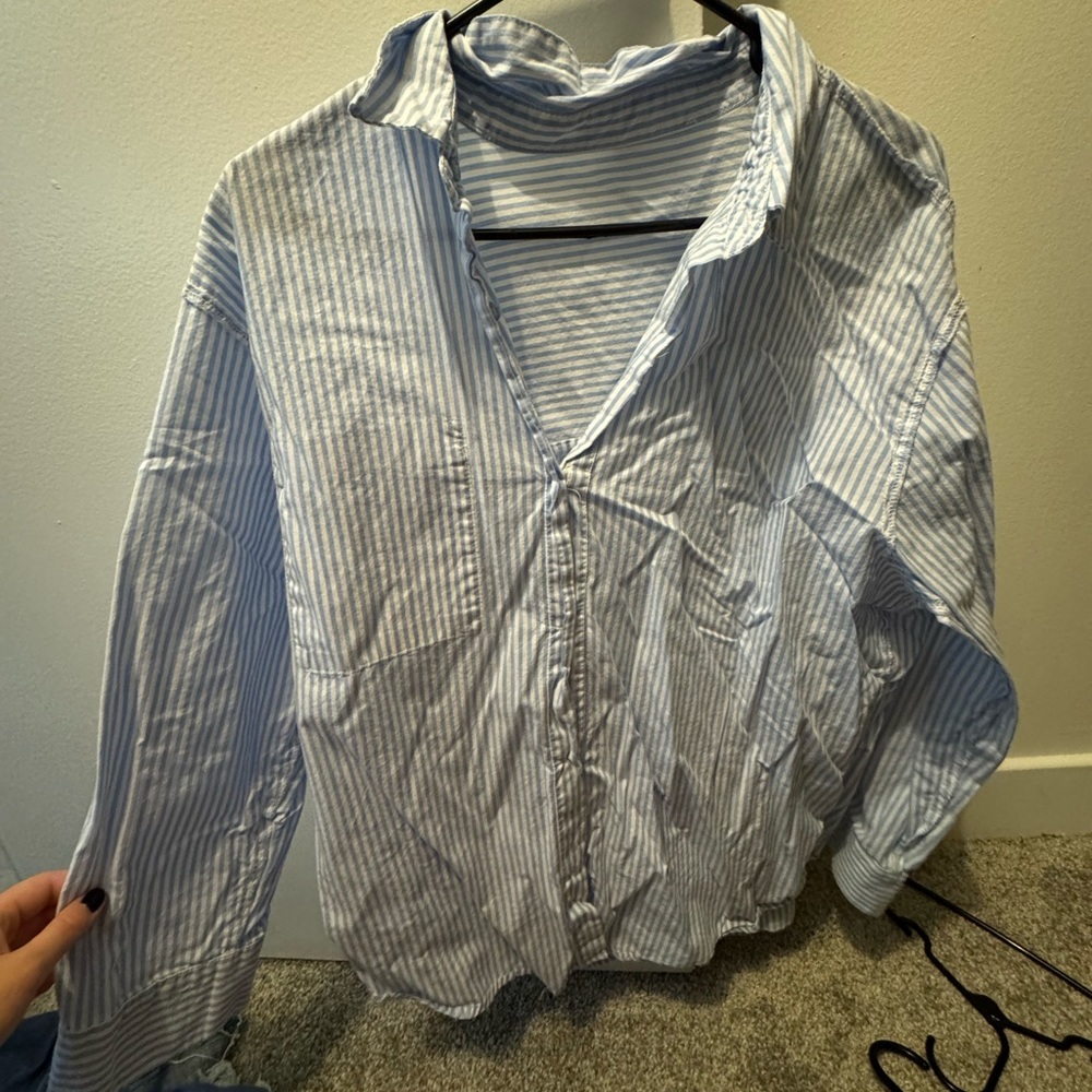 Striped boxer print over sized button up